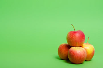Apples fruit healthy nature on green background