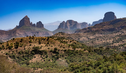 Landscape view of the Simien Mountains National Park in Northern Ethiopia