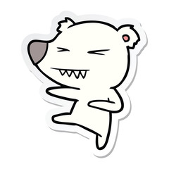 sticker of a kicking polar bear cartoon