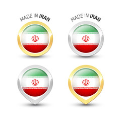 Made in Iran - Round labels with flags