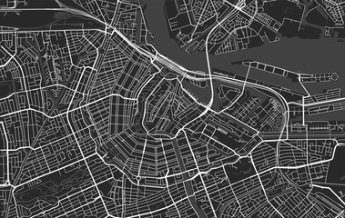 Plan de la ville moderne de vecteur noir et blanc d& 39 Amsterdam
