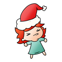 christmas gradient cartoon of kawaii girl