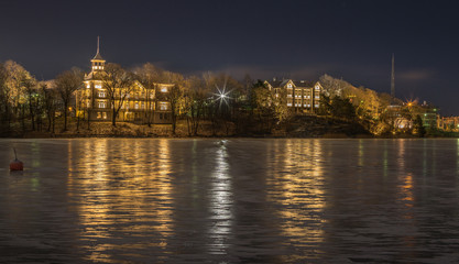 Obraz premium Scenic view of a Helsinki at night