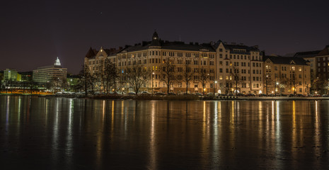 Fototapeta na wymiar Scenic view of a Helsinki at night