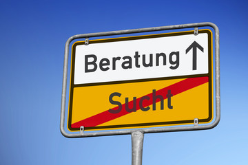 Ortswegweiser mit Beratung und Sucht