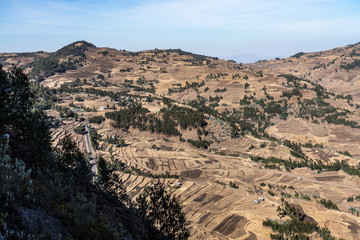 Landscape between Gheralta and Lalibela in Tigray, Ethiopia, Africa
