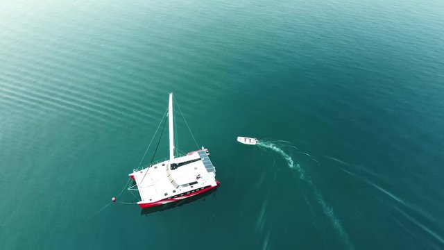 Aerial view of local boats in Corong Corong Beach El Nido, Palawan, Philippines