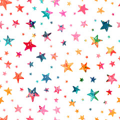 Seamless pattern with stars. Can be used on packaging paper, fabric, background for different images, etc. Freehand drawing