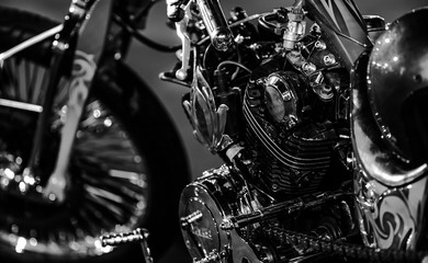 Obraz premium Details of a Motorbike in Black And White