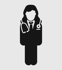 Standing Female Doctor Icon. Flat style vector EPS.