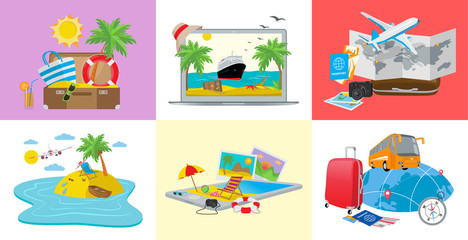 Set of travel concepts, 3d isometric vector illustration © RoseStudio