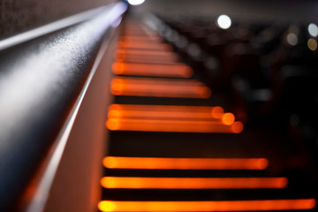  Indoor cinema staircase in latin america, emergency signage, guide light.