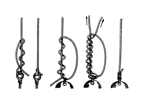 Fly Fishing Knots Example Collection with Loops and Twists Outline