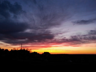 sunset in hill