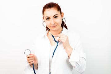 young female doctor with stethoscope