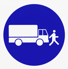 Traffic sign. Slow down, vehicles move at walking speed