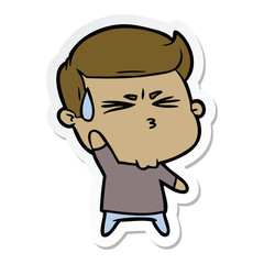 sticker of a cartoon happy man running