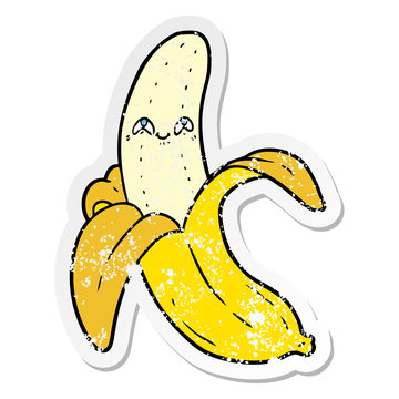 distressed sticker of a cartoon crazy happy banana