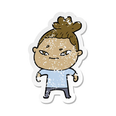 Obraz premium distressed sticker of a cartoon woman