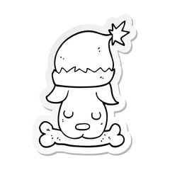 sticker of a cartoon christmas dog with bone