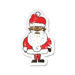 retro distressed sticker of a cartoon santa claus