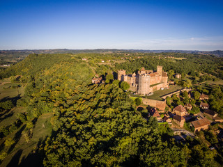 Obraz premium Drone view of Castelnau castle in Dordogne valley in France