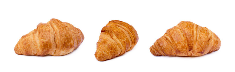  Fresh buttery croissant isolated on white background