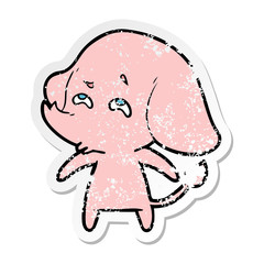 distressed sticker of a cartoon elephant remembering