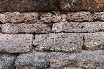 Close up, old red brick wall texture background.
