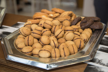 Silver Tray with Biscuits and Chocolate Pastries