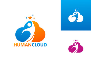 Human Cloud Logo Template Design Vector, Emblem, Design Concept, Creative Symbol, Icon