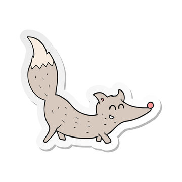 sticker of a cartoon little wolf