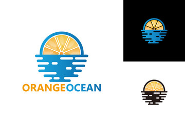 Orange Fruit Ocean Logo Template Design Vector, Emblem, Design Concept, Creative Symbol, Icon