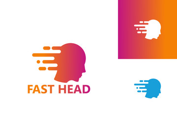Fast Head Logo Template Design Vector, Emblem, Design Concept, Creative Symbol, Icon