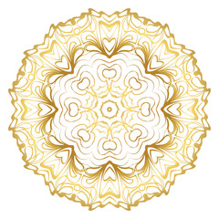 Fototapeta na wymiar Design With Beautiful Floral Mandala. Vector Illustration. For Coloring Book, Greeting Card, Invitation, Tattoo. Anti-Stress Therapy Pattern. Gold color