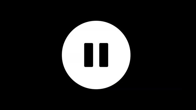 From the Glitch effect arises pause circle symbol. Then the TV turns off. Alpha channel Premultiplied - Matted with color black