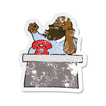 recommend clip art: retro distressed sticker of a cartoon arrogant boss man