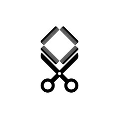 Comb and scissors icon or sign, barber shop