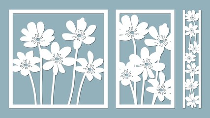 noble hepatica. Vector illustration. Paper flower, stickers. Laser cut. Template for laser cutting and Plotter. Vector illustration. Pattern for the laser cut, serigraphy, plotter and screen printing.