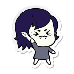 sticker of a annoyed cartoon vampire girl
