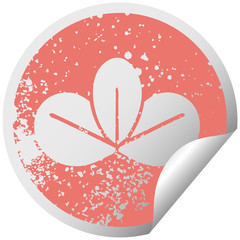 distressed circular peeling sticker symbol autumn leaf