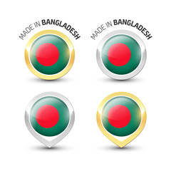 Made in Bangladesh - Round labels with flags