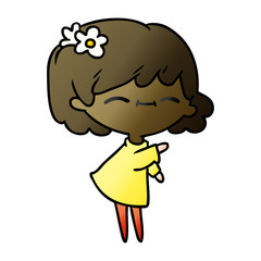 gradient cartoon of cute kawaii girl