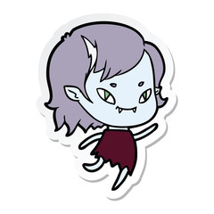 sticker of a cartoon friendly vampire girl running