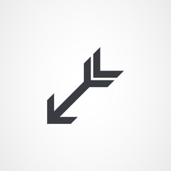 Diagonal Indian Arrow Pointing Down, arrow icon