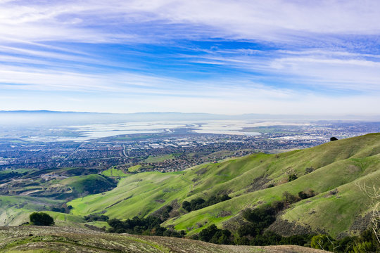  Aerial view of south San Francisco bay area, Milpitas, California