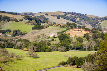 Landscape of the hills and valleys of Contra Costa county, east San Francisco bay area, California
