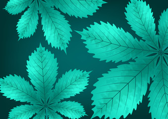 Naklejka na ściany i meble Bright stylish abstract background with chestnut leaves for your design. Vector illustration