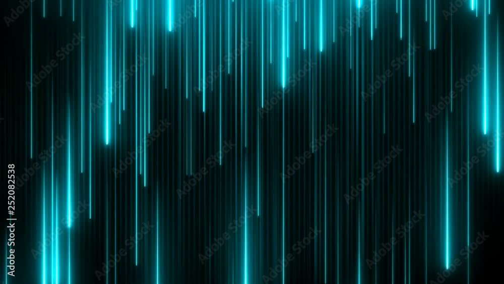 Poster abstract high tech wall background with neon rays falling down. shiny beams in a cyberspace. commerc