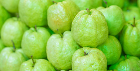 Fresh green guava in the market